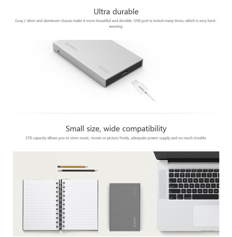 ORICO 2518S3 Custodia per disco rigido esterno USB 3.0 per HDD/SSD SATA da 7 mm e 9,5 mm da 2,5 pollici