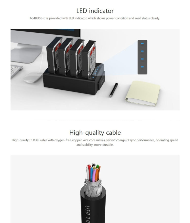 ORICO Docking Station 4 Bay USB 3.0 per HDD/SSD SATA 2,5" e 3,5"