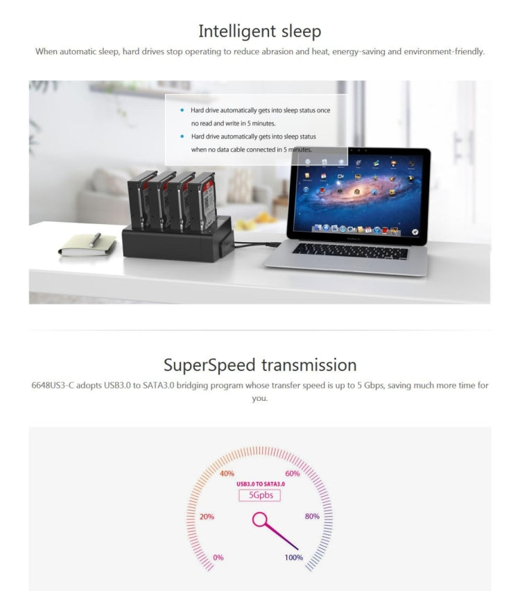 ORICO Docking Station 4 Bay USB 3.0 per HDD/SSD SATA 2,5" e 3,5"
