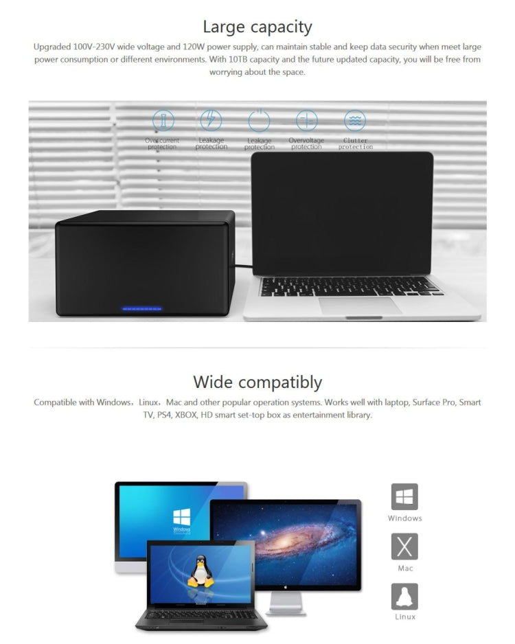 ORICO NS800-C3 Custodia disco rigido esterno 8 vani