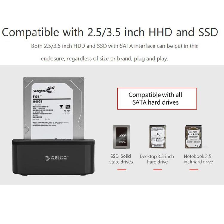 Dock USB 3.0 per HDD/SSD SATA 2,5" e 3,5" ORICO