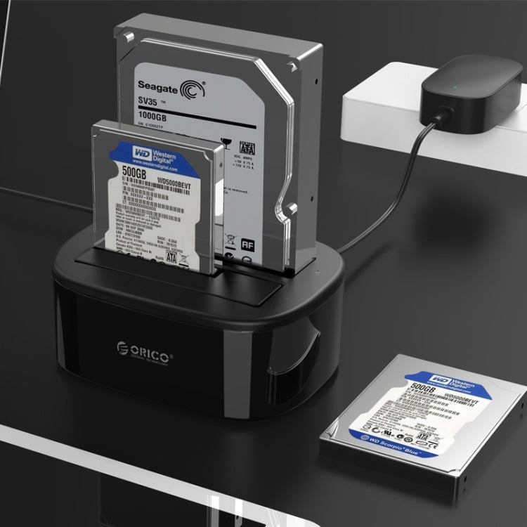 ORICO 6228US3-C 1 a 1 Clone 2 Bay USB 3.0 Tipo B a SATA Dock per disco rigido di archiviazione esterna per HDD/SSD SATA da 2,5 pollici/3,5 pollici, 1 to 1 Clone 2 Bays with Copy