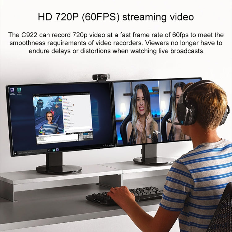 Webcam Logitech C922 HD 1080P con messa a fuoco automatica con 2 microfoni omnidirezionali