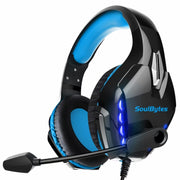 Soulbytes S11 USB + 3,5 mm Cuffie da gioco con luce LED regolabile a 4 pin con microfono, S11(Blue), S11(Red)