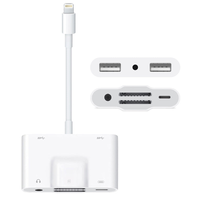 NK-1042 6 in 1 8 pin maschio a doppia USB + doppia scheda SD + interfaccia audio da 3,5 mm + interfaccia di ricarica a 8 pin adattatore per fotocamera con porta femmina