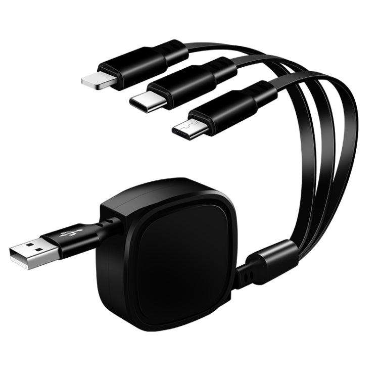 Cavo di ricarica retrattile da USB a USB-C/Tipo-C 3 in 1 da 1,2 m 3,5 A massimo + 8 pin + micro USB