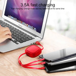 Cavo ricarica retrattile 3 in 1 USB-C 1,2 m 3,5A