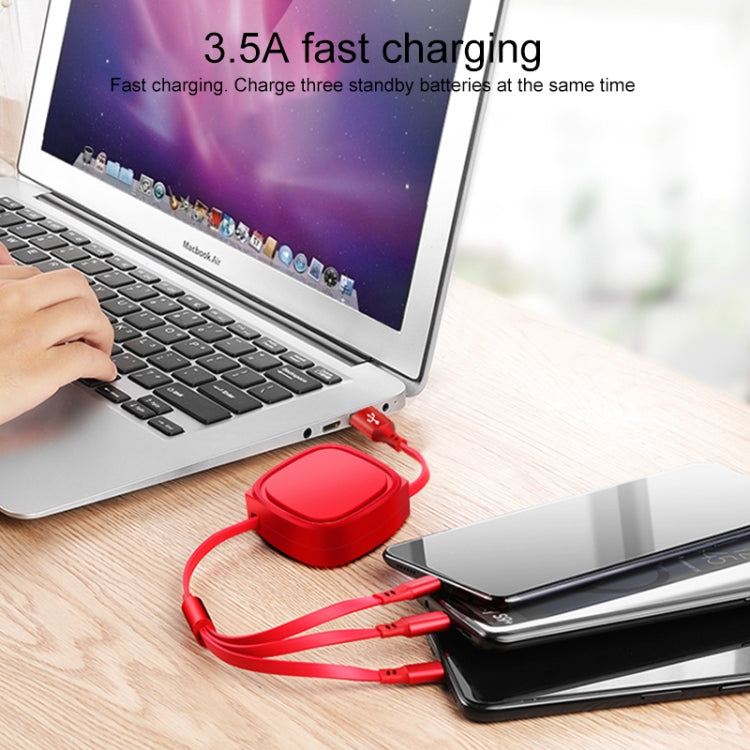 Cavo ricarica retrattile 3 in 1 USB-C 1,2 m 3,5A