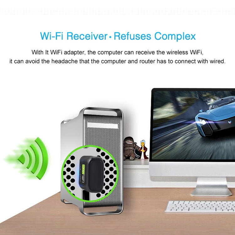 Scheda di rete esterna adattatore per unità WiFi USB 2.0 dual band AC600Mbps da 2,4 GHz e 5 GHz, AC600Mbps