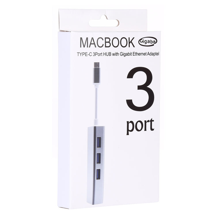 Hub USB-C 3 porte USB 3.0 con adattatore Ethernet Gigabit