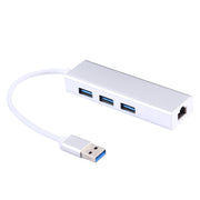 Guscio in alluminio 3 porte USB 3.0 HUB + adattatore Gigabit Ethernet USB 3.0, USB 3.0 1000Mbps