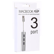 Guscio in alluminio 3 porte USB 3.0 HUB + adattatore Gigabit Ethernet USB 3.0, USB 3.0 1000Mbps