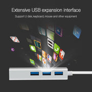 Guscio in alluminio 3 porte USB 3.0 HUB + adattatore Gigabit Ethernet USB 3.0, USB 3.0 1000Mbps