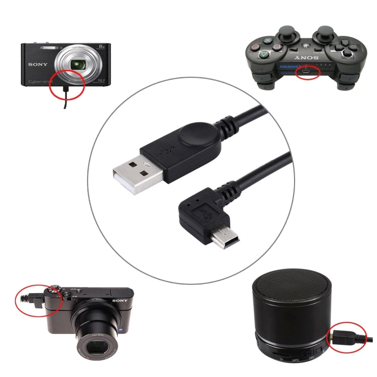 Cavo dati/ricarica mini USB a USB con angolo di 90 gradi a sinistra, lunghezza: 28 cm, Left Angle Mini USB