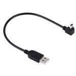 Cavo dati/ricarica mini USB a USB con gomito ad angolo di 90 gradi, lunghezza: 28 cm, Elbow Angle Mini USB