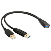 Cavo USB 3.0 femmina 2 in 1 a USB 2.0 + USB 3.0 maschio per computer/laptop, lunghezza: 29 cm, USB 3.0 AF to USB 2.0 AM + USB 3.0 AM