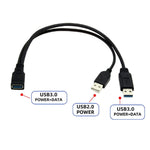 Cavo USB 3.0 femmina 2 in 1 a USB 2.0 + USB 3.0 maschio per computer/laptop, lunghezza: 29 cm, USB 3.0 AF to USB 2.0 AM + USB 3.0 AM