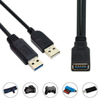 Cavo USB 3.0 femmina 2 in 1 a USB 2.0 + USB 3.0 maschio per computer/laptop, lunghezza: 29 cm, USB 3.0 AF to USB 2.0 AM + USB 3.0 AM