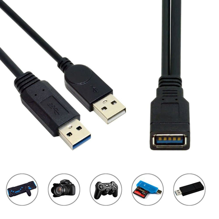Cavo USB 3.0 femmina 2 in 1 a USB 2.0 + USB 3.0 maschio per computer/laptop, lunghezza: 29 cm, USB 3.0 AF to USB 2.0 AM + USB 3.0 AM