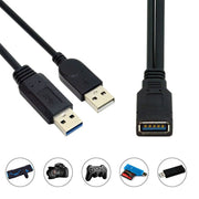 Cavo USB 3.0 femmina 2 in 1 a USB 2.0 + USB 3.0 maschio per computer/laptop, lunghezza: 29 cm, USB 3.0 AF to USB 2.0 AM + USB 3.0 AM