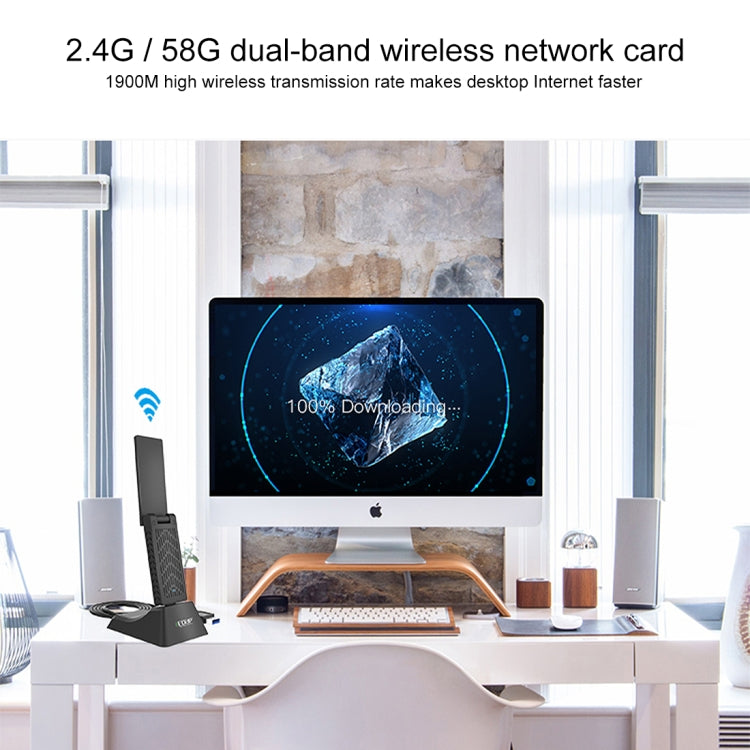 EDUP EP-AC1675 Scheda di rete esterna adattatore WiFi USB 3.0 dual band AC1900Mbps 2,4 GHz e 5,8 GHz, EP-AC1675