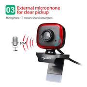 HXSJ A849 Webcam per PC con videocamera HD regolabile a 360 gradi 480P con microfono