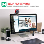 HXSJ A849 Webcam per PC con videocamera HD regolabile a 360 gradi 480P con microfono
