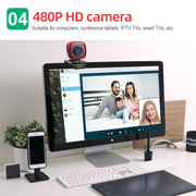 HXSJ A849 Webcam per PC con videocamera HD regolabile a 360 gradi 480P con microfono