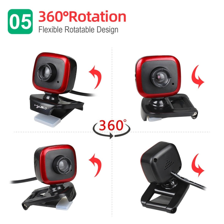 HXSJ A849 Webcam per PC con videocamera HD regolabile a 360 gradi 480P con microfono