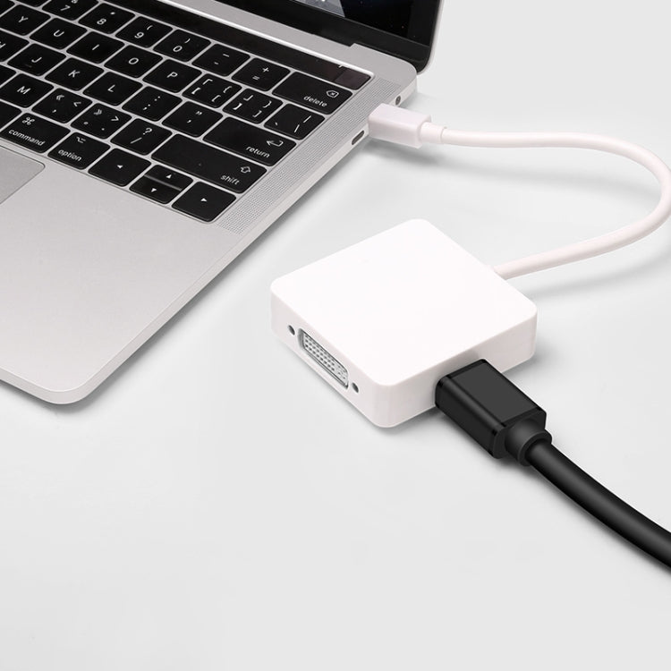 Adattatore quadrato 3 in 1 Mini DP maschio a HDMI + VGA + DVI femmina, lunghezza cavo: 18 cm, Mini DP to HDMI + VGA + DVI Black, Mini DP to HDMI + VGA + DVI White