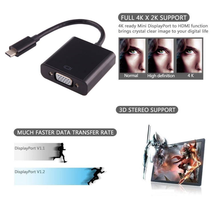 Cavo adattatore USB-C 3.1 maschio a VGA femmina 10 cm