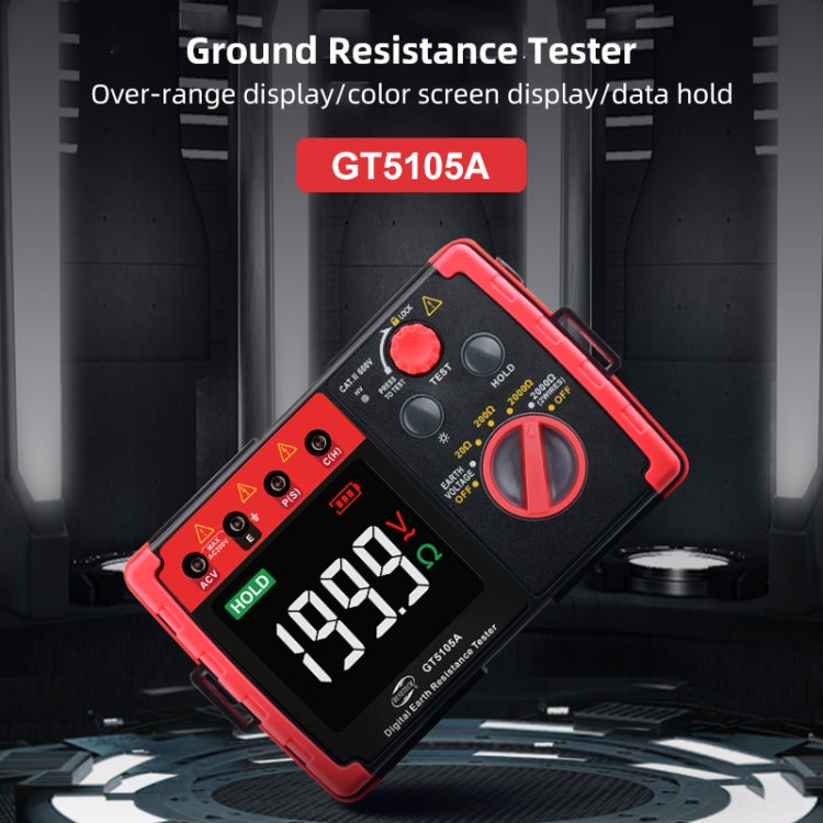 BENETECH GT5105A Professional LCD Digital Resistance Tester Earth Ground Resistance Voltage Tester Megger, GT5105A Earth Ground Resistance Voltage Tester