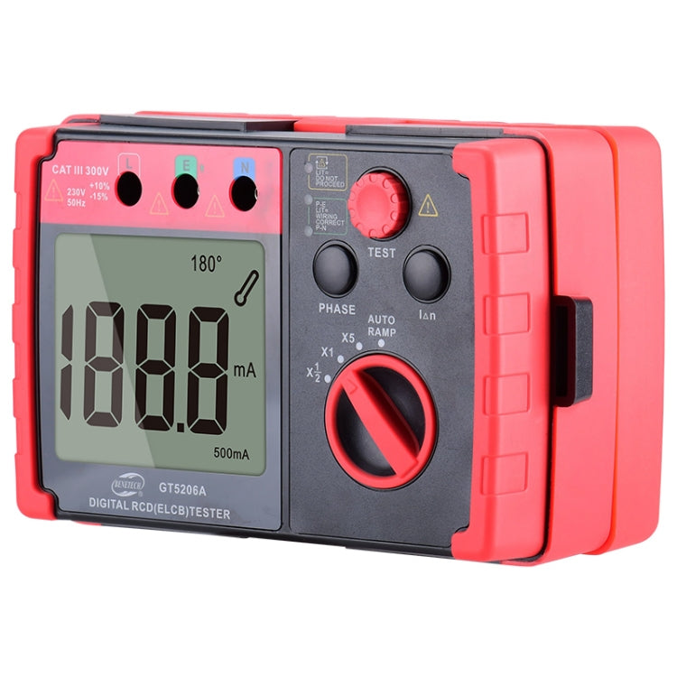 Tester per interruttori di protezione dalle perdite digitali professionali LCD BENETECH GT5206A, GT5206A Leakage Protector Switch Tester