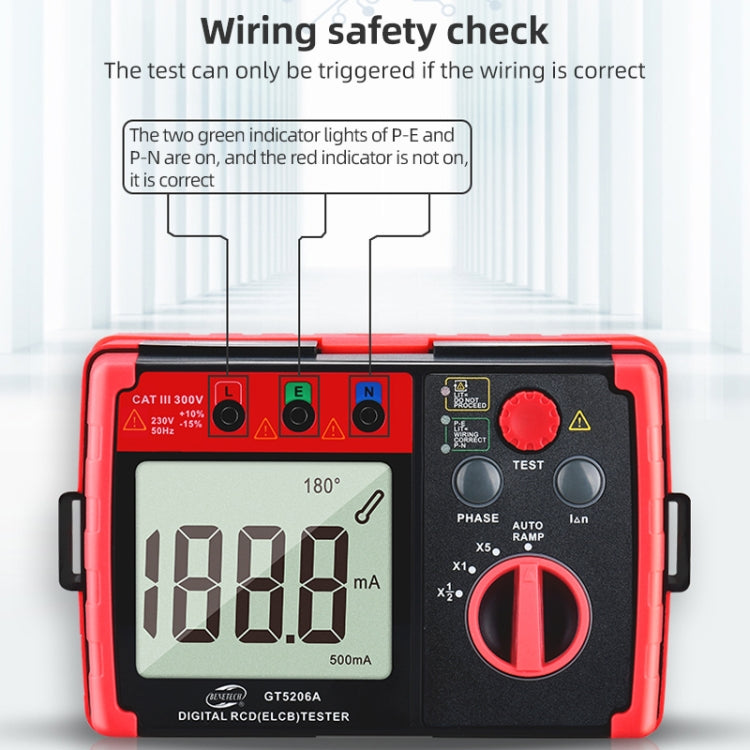 BENETECH GT5206A Professional LCD Digital Leakage Protector Switch Tester, GT5206A Leakage Protector Switch Tester