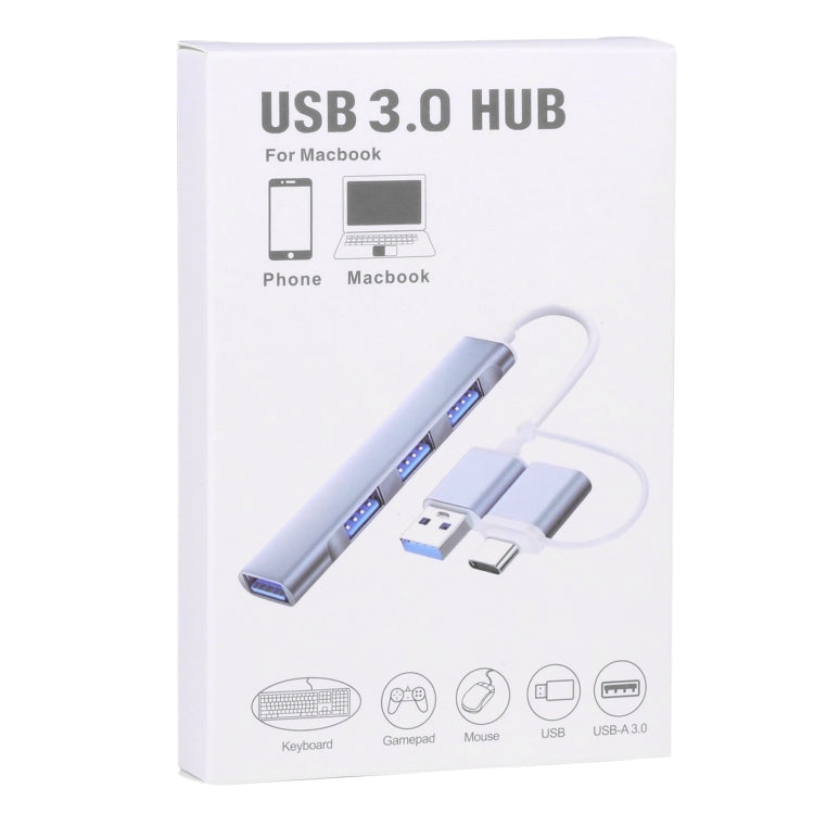 Adattatore HUB USB 3.0 e Type-C 5 in 1 compatto
