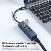 RDS 6307-3 da USB-C/tipo-C a USB3.0 + doppio USB2.0 + adattatore HUB RJ45 4 in 1, 6307-3