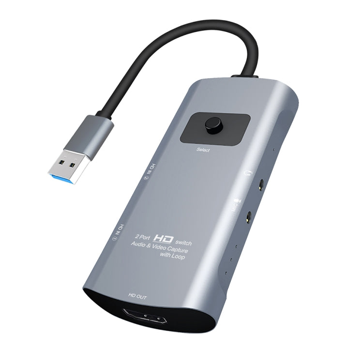 Uscita HDMI Z54 + 2 ingressi HDMI + microfono + commutatore di acquisizione audio video da audio a USB 3.0 con loop, Z54