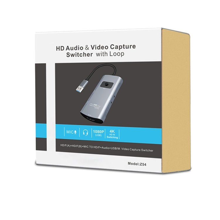 Uscita HDMI Z54 + 2 ingressi HDMI + microfono + commutatore di acquisizione audio video da audio a USB 3.0 con loop, Z54