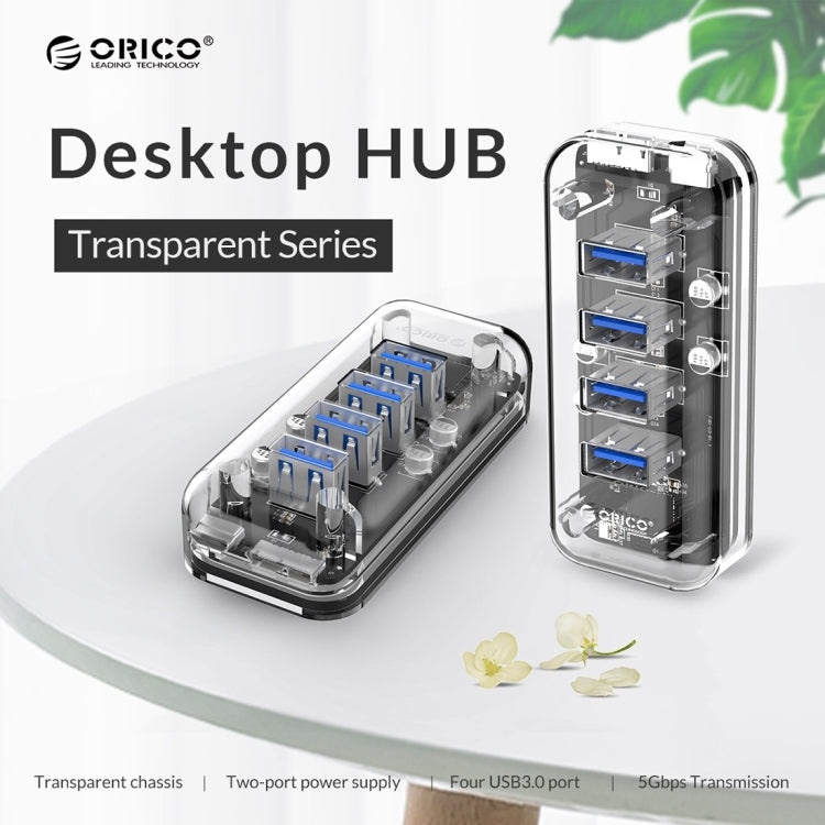 ORICO F4U 4 porte USB 3.0 HUB desktop a trasmissione veloce da 5 Gbps con indicatore LED blu, 4 Ports