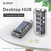 ORICO F4U 4 porte USB 3.0 HUB desktop a trasmissione veloce da 5 Gbps con indicatore LED blu, 4 Ports