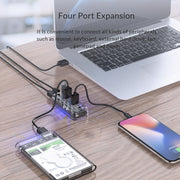 ORICO F4U 4 porte USB 3.0 HUB desktop a trasmissione veloce da 5 Gbps con indicatore LED blu, 4 Ports