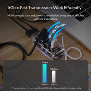 ORICO F4U 4 porte USB 3.0 HUB desktop a trasmissione veloce da 5 Gbps con indicatore LED blu, 4 Ports