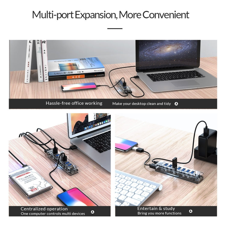 ORICO F7U 7 porte USB 3.0 HUB desktop a trasmissione veloce da 5 Gbps con indicatore LED blu, 7 Ports