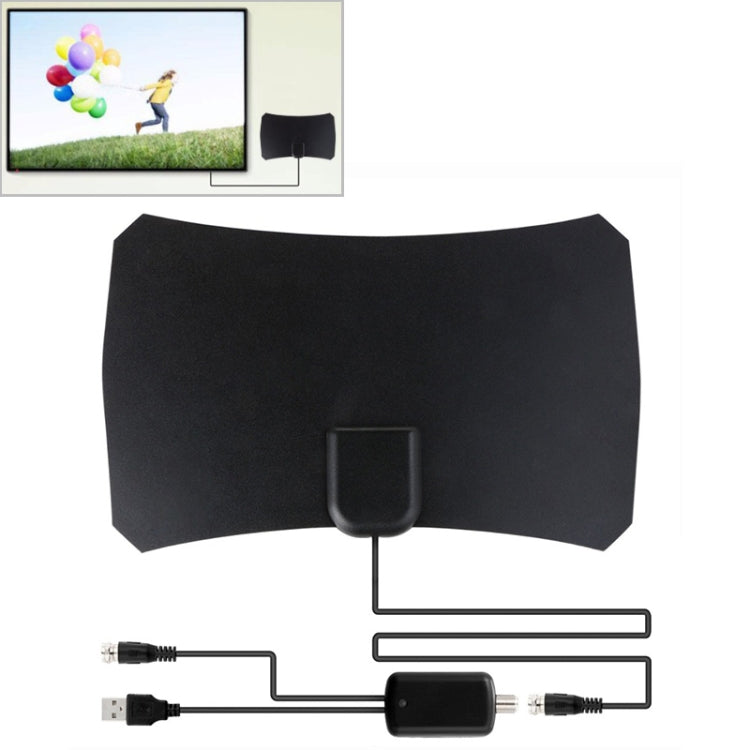 Antenna HDTV digitale per interni ad alto guadagno con portata di 50 miglia, 25 dBi, con cavo coassiale da 3 m, 50 Miles 25dBi Black