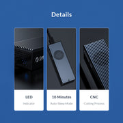 Custodia SSD ORICO M2PVC3-G20-GY-BP USB3.2 20Gbps M.2 NVMe, M2PVC3-G20-GY-BP
