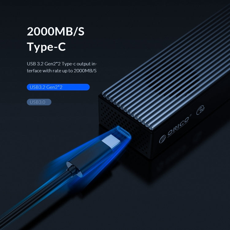 Custodia SSD ORICO M2PVC3-G20-GY-BP USB3.2 20Gbps M.2 NVMe, M2PVC3-G20-GY-BP