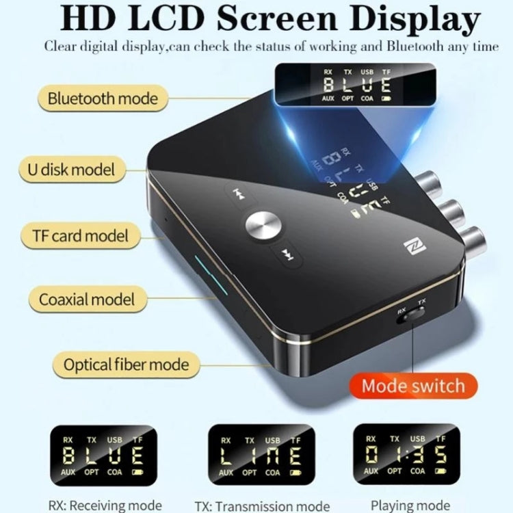 M8 NFC 2 in 1 Ricevitore trasmettitore audio Bluetooth 5.0 coassiale ottico NFC con display digitale, M8