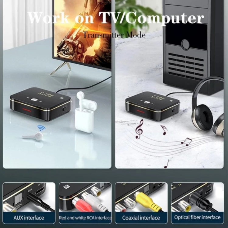 M8 NFC 2 in 1 Ricevitore trasmettitore audio Bluetooth 5.0 coassiale ottico NFC con display digitale, M8