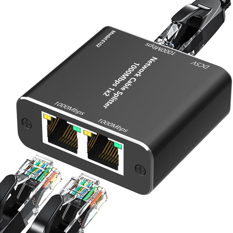 KC-E102 1000M LAN 1 a 2 Adattatore splitter RJ45 Connettore femmina di rete Ethernet, KC-E102