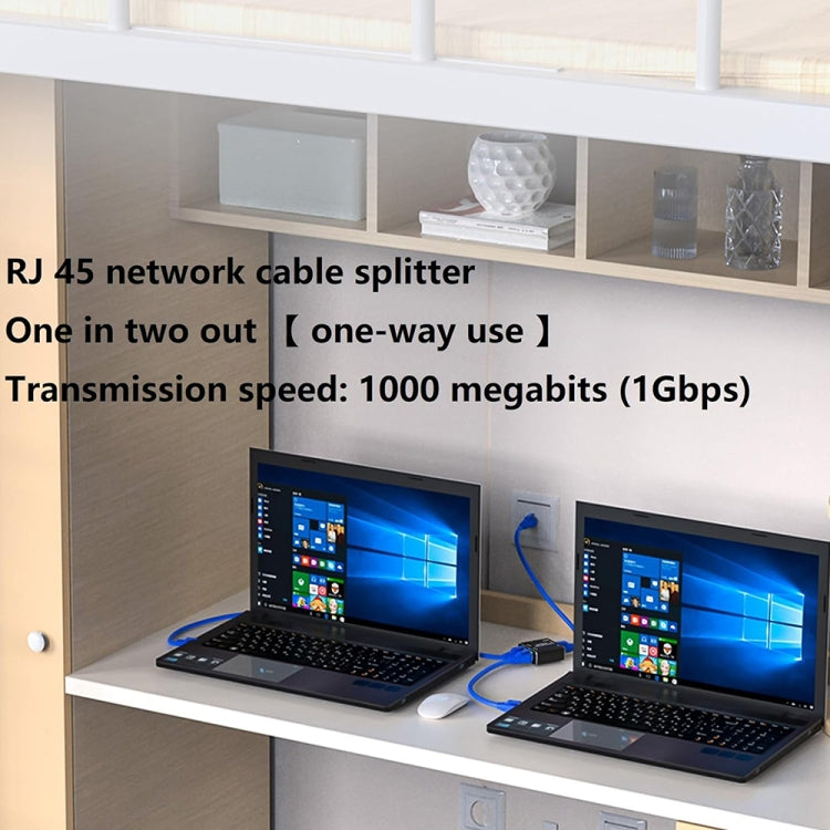 KC-E102 1000M LAN 1 a 2 Adattatore splitter RJ45 Connettore femmina di rete Ethernet, KC-E102
